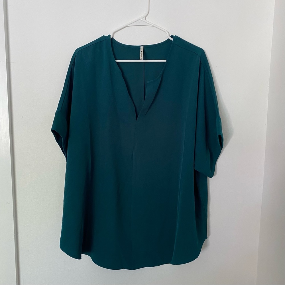 Teal short sleeve blouse | size XL
